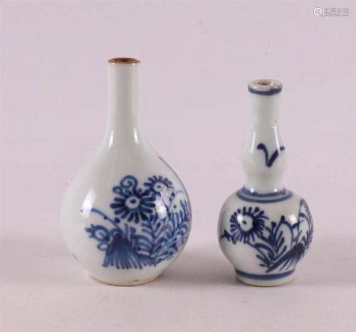 Two blue and white porcelain miniature vases, China, 18th ce...