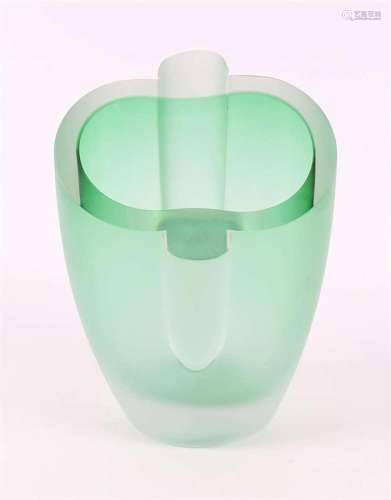 A green glass design vase, Poland, Krosno glass, late 20th c...