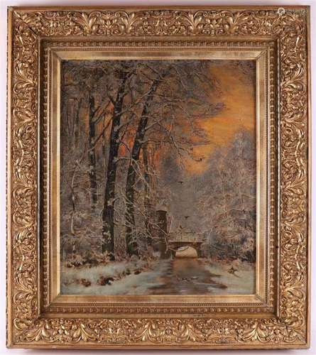 Dutch school early 20th century 'Winter forest landscape...