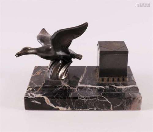 A gray marble Art Deco inkwell, France ca. 1930.