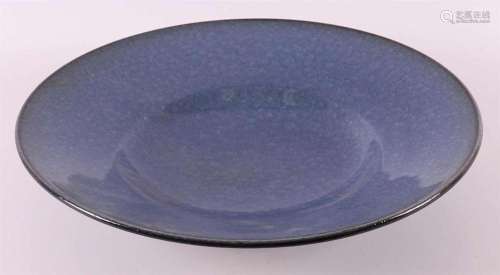 A blue glazed stoneware dish, Johan Broekema (1943-2010).