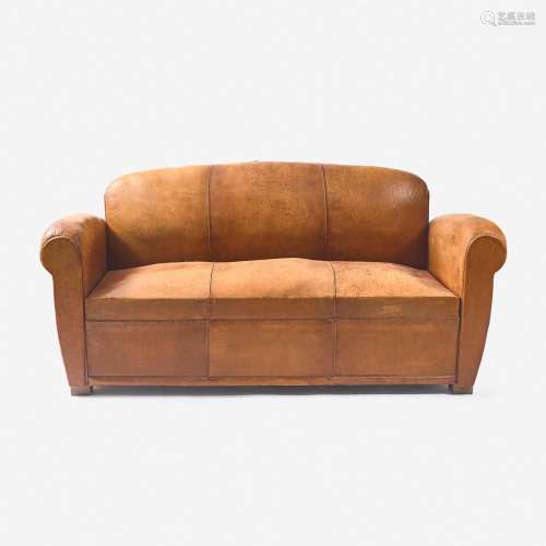 European Art Deco A Leather Convertible Sofa/Daybed, circa 1...
