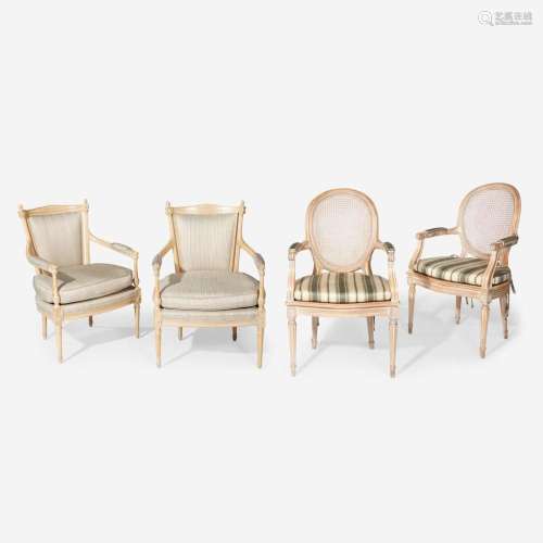 Contemporary Two Pairs of Louis XVI Style Fauteuils