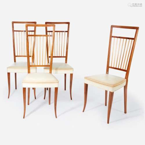 Italian A Set of Four High-Back Dining Chairs, circa 1950