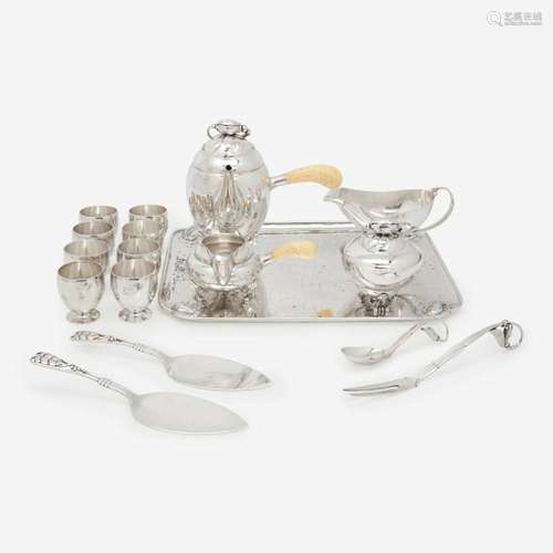 Georg Jensen A Group of Sterling Silver Tablewares, Denmark,...