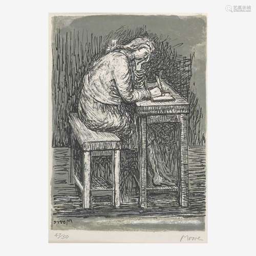 Henry Moore (British, 1898-1986) Girl Seated at Desk VII