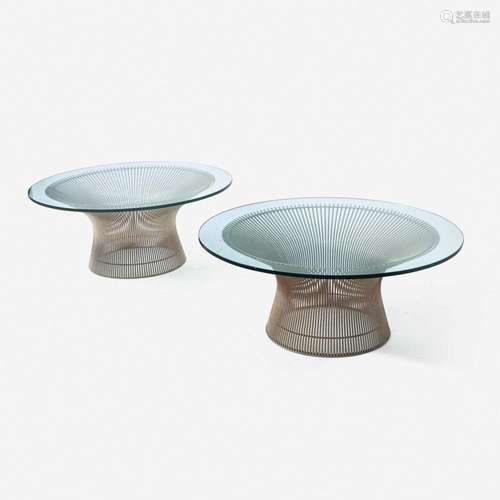 Warren Platner Two Glass and Nickel-Plated Coffee Tables for...