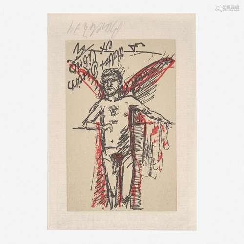 Georg Baselitz (German, b. 1938) Ex-libris Walter Bareiss