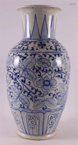 A blue and white baluster-shaped porcelain vase, China, 20th...