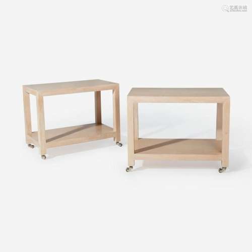 Contemporary A Pair of Rolling Parsons End Tables, circa 198...