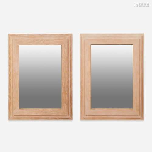 Contemporary A Pair of Cerused Wood Mirrors, circa 1980