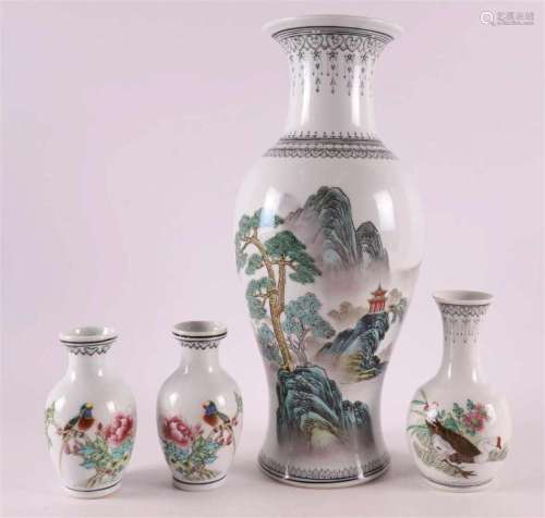 Four various porcelain baluster-shaped vases, China, 20th ce...