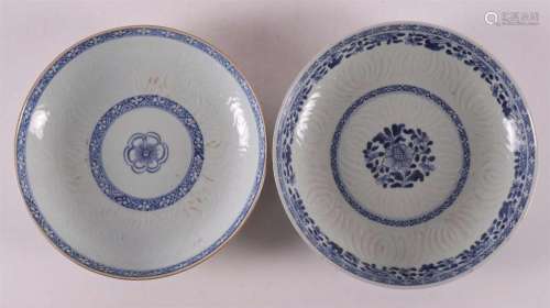 Two blue and white porcelain soup plates, China, Qianlong, 1...