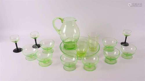 A lot of various anna green glass, including A.D. Copier, ca...