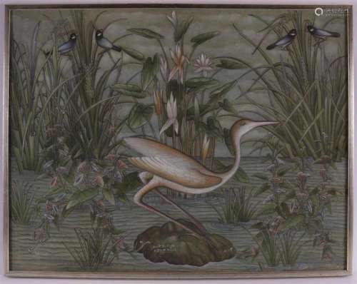 Indonesian school 20th century 'Bird in pond landscape&#...