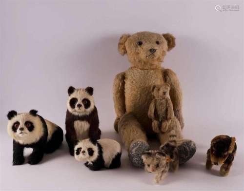 A lot of various plush toy bears, including Panda, mid 20th ...