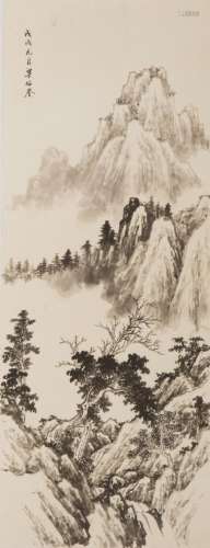 LIANG BOYU (1903-1978), INK ON PAPER LANDSCAPE