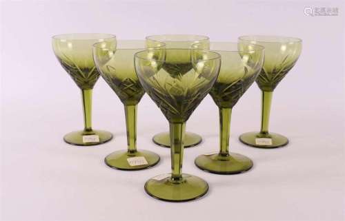 A set of six wine glasses with cut decor, 20th century.