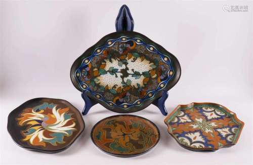 Four various earthenware serving dishes, ca. 1930.