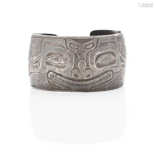 A Haida silver bracelet, with possible Charles Edenshaw attr...