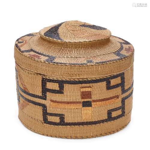 A Tlingit polychrome rattle-top basket