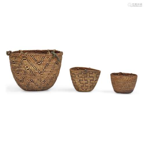 Three Pacific Northwest imbricated baskets