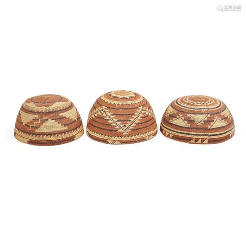 Three Northwest California basketry hats