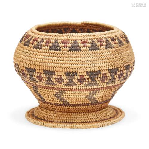 A Yokuts polychrome footed basket