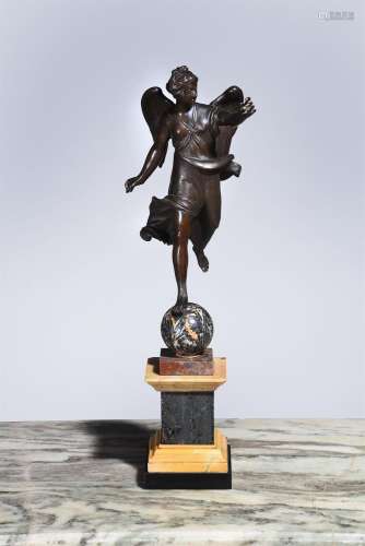 A BRONZE FIGURE OF WINGED VICTORY, FRANCO-ITALIAN, 17TH CENT...