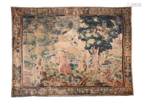 A LARGE VERDURE TAPESTRY PANEL FLEMISH OR FRENCH, 17TH CENTU...