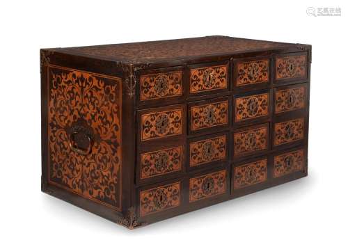 Y AN INDO PORTUGUESE EXOTIC HARDWOOD AND MARQUETRY TABLE CAB...