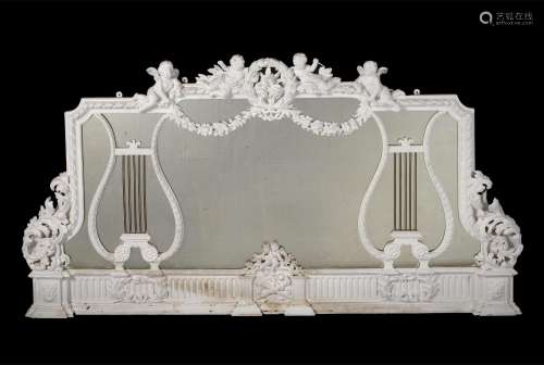 A CARVED AND WHITE PAINTED OVERMANTLE MIRROR, IN GEORGE III ...