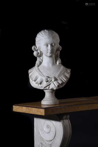 A MARBLE BUST OF A YOUNG WOMAN, IN THE LOUIS XVI MANNER, 19T...