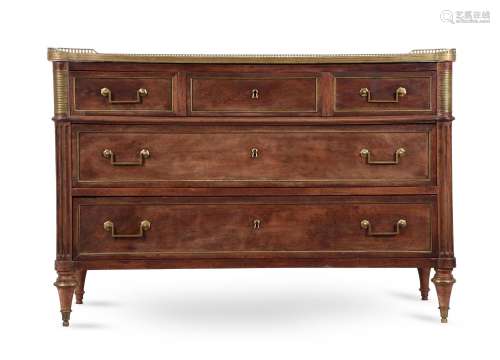 A FRENCH DIRECTOIRE MAHOGANY AND BRASS MOUNTED COMMODE, CIRC...