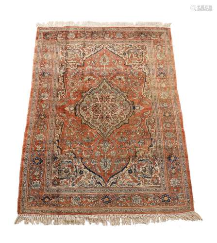 A HEREKE RUG, Part silk, approximately 188 x 143cm