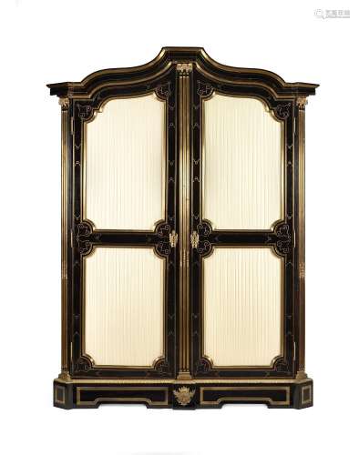 Y A LOUIS XIV EBONY AND BRASS INLAID ARMOIRE, EARLY 18TH CEN...