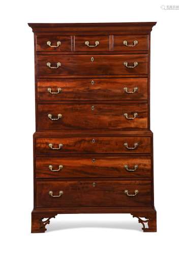 Y A UNUSUAL GEORGE III GONCALO ALVES CHEST ON CHEST, CIRCA 1...