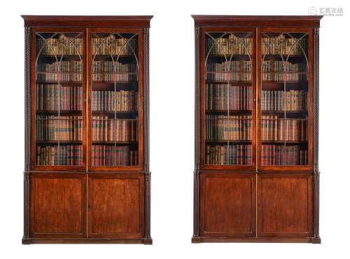 A PAIR OF REGENCY MAHOGANY BOOKCASES, IN THE MANNER OF GILLO...