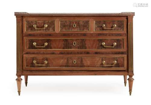 A DIRECTOIRE MAHOGANY AND BRASS MOUNTED COMMODE, LATE 18TH C...