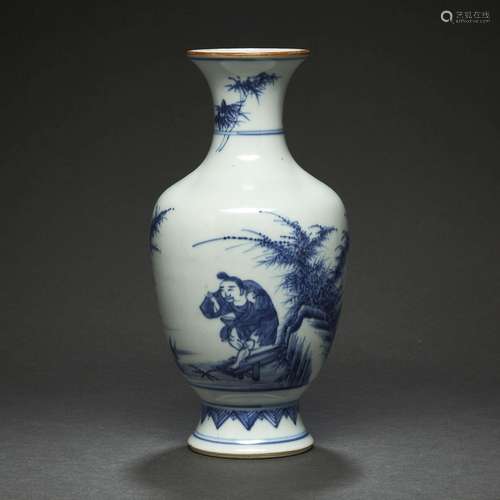 VASE BALUSTREen porcelaine bleu-blanc