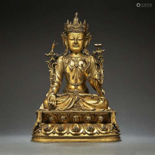 IMPORTANT SUJETen bronze doré représentant Avalokiteshvara a...