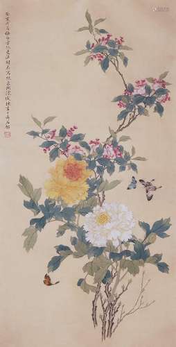 陈东湖（1809-1962） 花蝶图