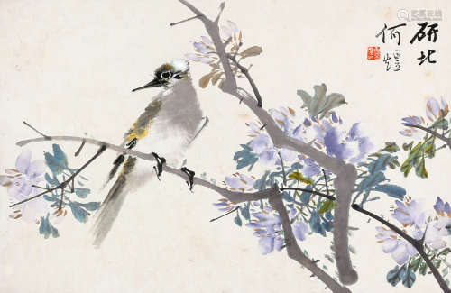 1877－1922 何煜 花鸟  约1.38平尺 设色纸本 立轴