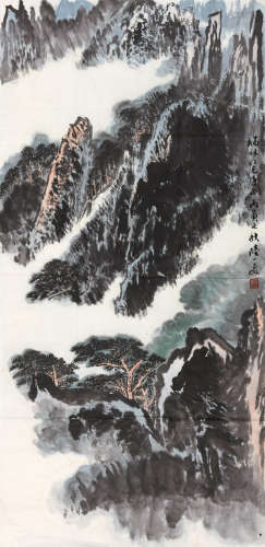 1931-2005 陆一飞 山水  约3.36平尺 设色纸本 镜片