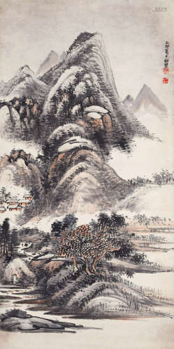1896-1974 冯湘碧 山水  约3.06平尺 设色纸本 立轴