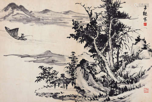 1900-1978 卢子枢 秋江渔隐  约2.71平尺 水墨纸本 镜片