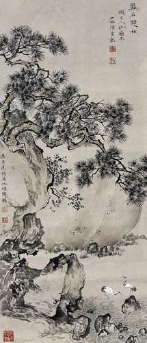 CHENG SHAOMEI, FENG ZHONGLIAN, PINE TREE AND CRANE