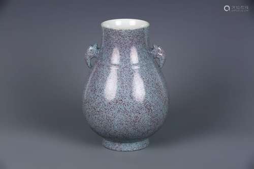 SNOWFLAKE BLUE GLAZED DOUBLE-HANDLE VASE