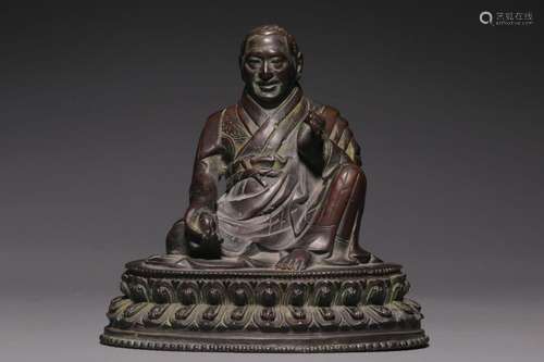 BRONZE FIGURINE OF BUDDHIST GURU