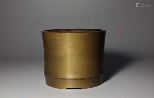 BRONZE BAMBOO JOINT-SHAPED CENSER